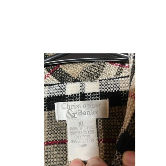 Vintage Christopher & Banks Plaid Knit Button Down Shacket Size XL - Picture 5 of 8